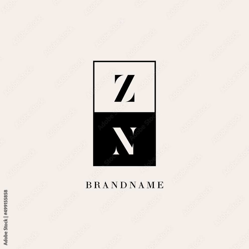 Initials ZN square line negative space logo design ideas Stock Vector ...