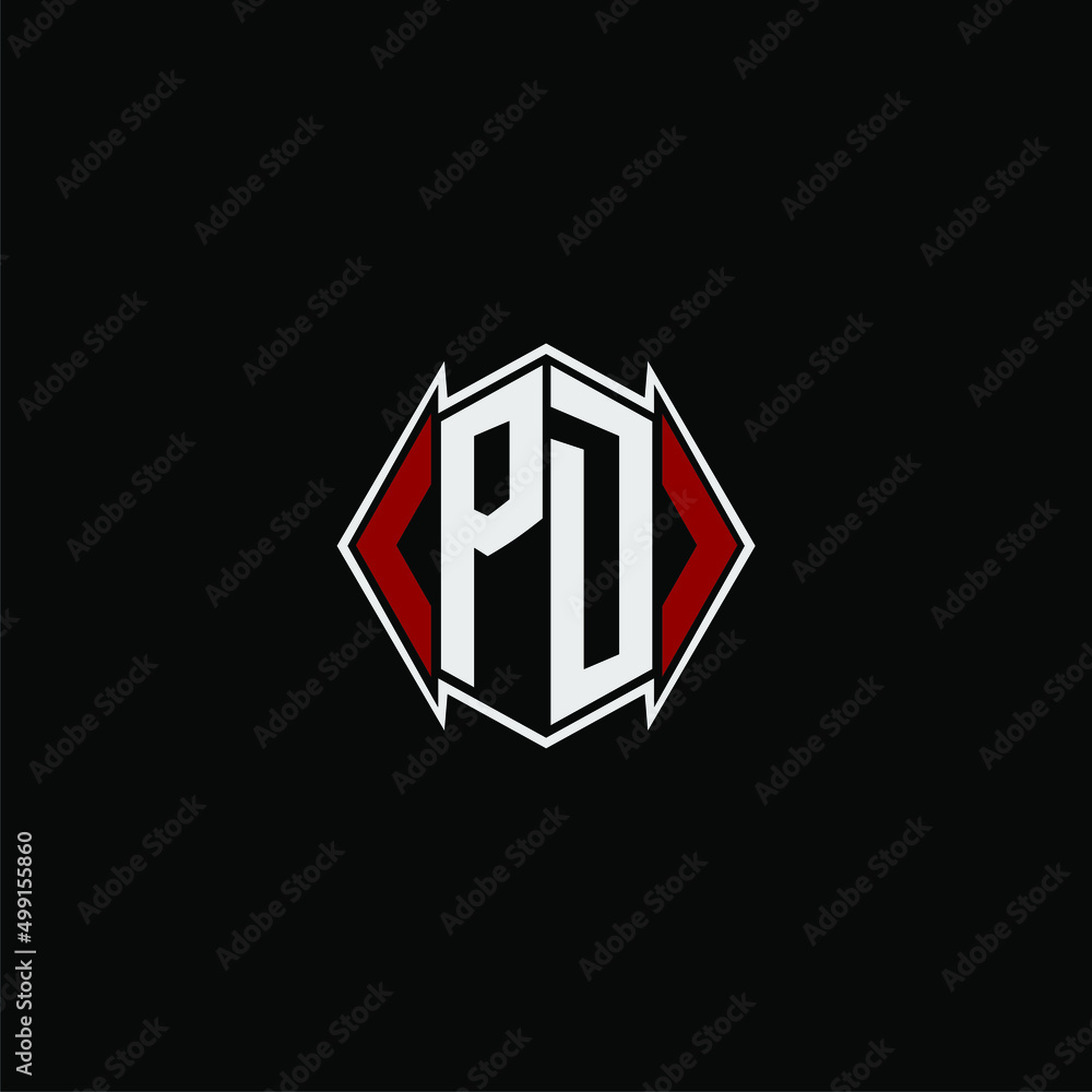 PD initial monogram logo for gaming with Gemoteric line polygon shape ...