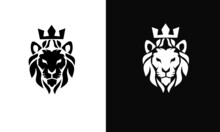 Illustration Vector Graphic Of Template Logo Face Lion Used Crown White And Black Color