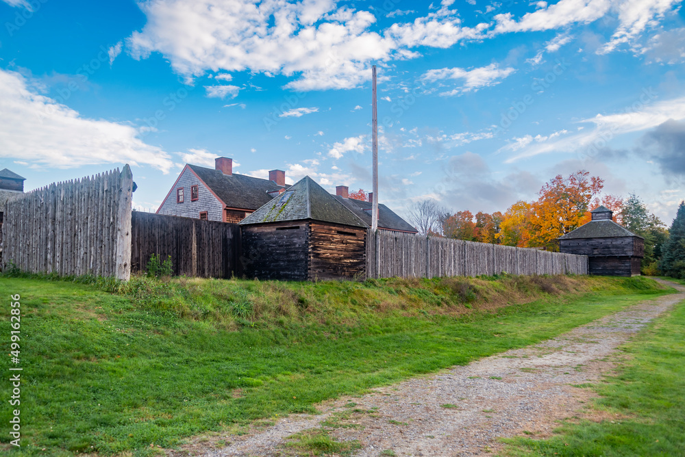 Old landmark Fort Western, former British colonial outpost at the head ...