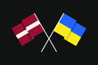 Flags of the European countries of Ukraine and the Republic of Latvia in national colors. Help and support from friendly countries. Flat minimal graphic design.