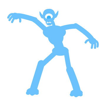 Angry monster with long arms and legs semi flat color vector character. Posing figure. Full body personage on white. Simple cartoon style illustration for web graphic design and animation