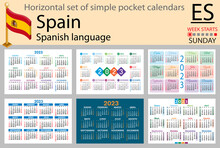 Spanish Horizontal Pocket Calendar For 2023. Week Starts Sunday