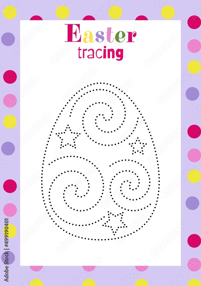Easter egg tracing worksheet for kids handwriting practice. Holiday ...
