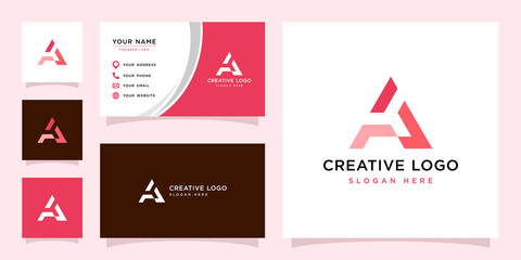 Wall Mural - Vector graphic of triangle initial A logo and business card design template