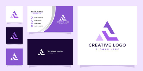 Canvas Print - Vector graphic of triangle initial A logo and business card design template