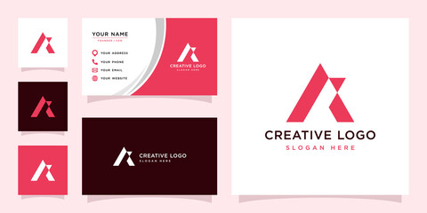 Wall Mural - Vector graphic of triangle initial A logo and business card design template