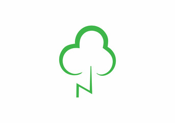 Wall Mural - tree cloud or initial N cloud Logo Template, Icon, Symbol, design