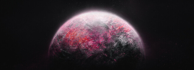 Wall Mural - pink planet in space. universe and planet. 3d-rendering.