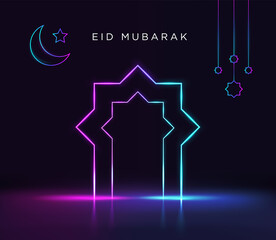 Wall Mural - Eid Mubarak Islamic greeting card in Arabic calligraphy vector. Eid al Fitr and Eid al Adha calligraphy vector. Happy eid vector illustration. Eid Adha, Eid Fitr calligraphy in Islamic art.