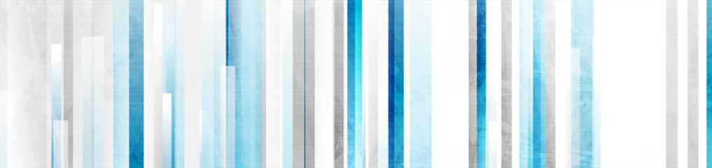 Blue grey geometric stripes abstract tech grunge background. Vector banner design