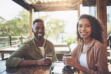 Sticker - Coffee dates are always a good idea. Cropped shot of a young couple in a coffee shop.