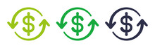 Return Of Investment Icon Set. Dollar Symbols With Arrow. ROI Vector Illustration.