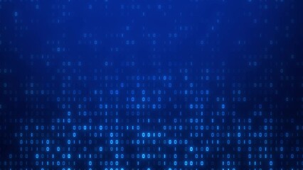 Wall Mural - binary data moving web of information across screen backgrounds. 4k loop, 3d render cyber blue digit