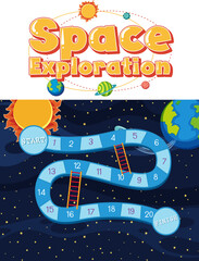 Wall Mural - Game template with space theme background