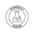 Clinically tested label, clinically approved label icon in black line style icon, style isolated on white background