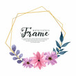 Watercolor flower frame vector floral botanical frame. Template wedding invitation card.