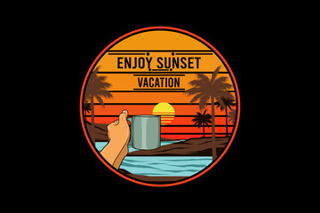 Wall Mural - Enjoy sunset vacation retro vintage landscape