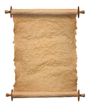 Old Rolled Parchment Vertical On White Background