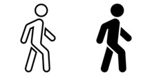 Ofvs34 OutlineFilledVectorSign Ofvs - Person Walking Vector Icon . Isolated Transparent . Human Silhouette - People Walk . Black Outline And Filled Version . AI 10 / EPS 10 . G11317