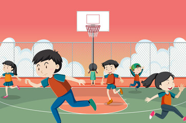 Poster - Kids playing red light green light game