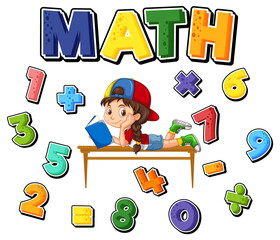 Wall Mural - Counting number 0 to 9 and math symbols