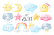 Draw collection cute weather for kids Watercolor style