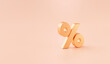 © mamewmy - Gold percent or % special offer discount concept icon or symbol on yellow background 3d rendering