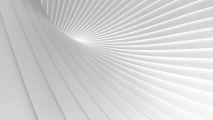 Wall Mural - Abstract white background with 3D striped pattern, interesting architectural minimal white grey background 3D render illustration.