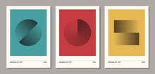 Set Of Minimal 20s Geometric Design Poster, Vector Template