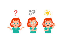 Cute Red Head Kid Thinking And Search Idea