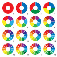 Set Of Round Graphic Pie Charts Icons. Segment Of Circle Infographic