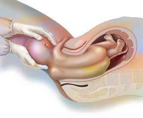 Childbirth step 4: release of the other shoulder by the midwife.