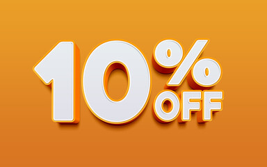 Wall Mural - 3d render of 10 percent off in yellow background