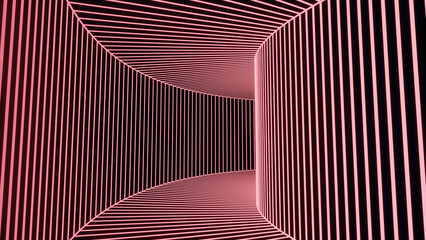 Wall Mural - Moving 3d tunnel with neon stripes. Design. Tunnel with hypnotic stripes. Hypnotic bright tunnel of stripes