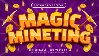 Wall Mural - magic mineting 3d text effect and editable text effect with coin illustration