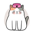 Cartoon cute cat hungry vector.