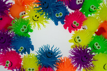 Background Multi Color Pufferball Moster Smile Plastic Rubber 