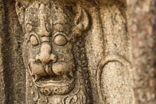Ancient Stone Carving Of A Lion At Anuradhapura, Sri Lanla