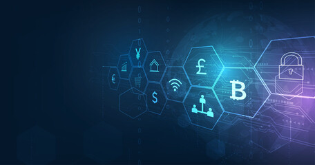 Fintech -financial technology concept.Business investment banking payment.vector illustration.