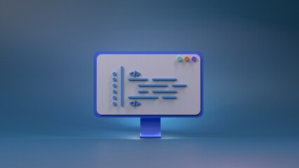 Lines of code. Concept of programming. 3d render.