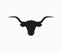Texas Longhorn Logo, Cattle Head Silhouette Vector. 