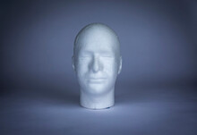 White Styrofoam Male Head Isolated On Background