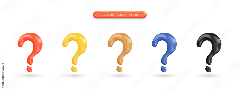 Question Tag 3d Realistic 3d question mark vector illustration Stock Vector | Adobe Stock