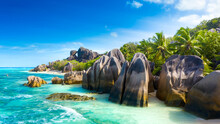Anse Source D'Argent - The Most Beautiful Beach Of Seychelles. La Digue Island, Seychelles