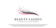 Beauty eyelash logo design for woman with creative element Premium Vector