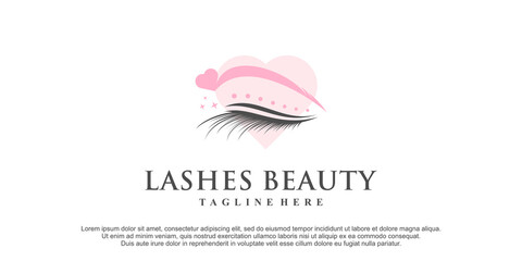 Wall Mural - Beauty eyelash logo design for woman with creative element Premium Vector