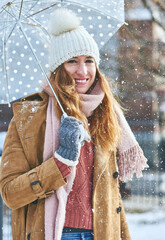 Poster - Everyone loves summer but I adore winter. Portrait of an attractive young woman enjoying being out in the snow.