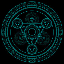 Magic Circle Ring, Magic Spell Ring Sparkle, Incantation Circle, Superpower. Horoscope Circle On Dark Background.
