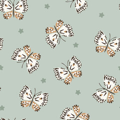 Wall Mural - Colorful vintage Butterfly seamless Pattern collection